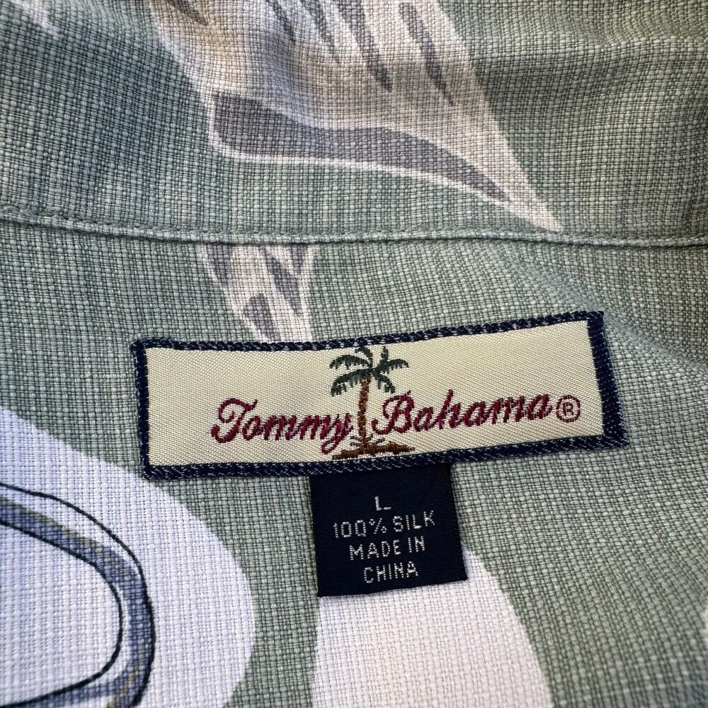 Tommy Bahama 100% Silk Jazz Music Light Green Button 
Down Shirt Size Large - Picture 2 of 7